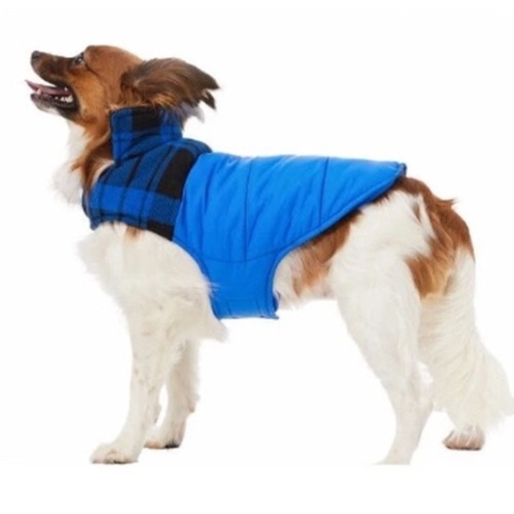 32 Degrees Heat Dog Vest M/L Blue Plaid Quilted Insulated Pet Jacket Coat